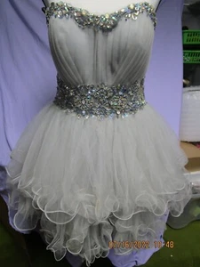 Juliet Girls Pageant Dress. Size14. Grey w/ Sequins and Beautiful Rhinestone.  - Picture 1 of 8