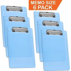 Acrimet Clipboard Memo Size 9 1/4" X 6 1/4 Low Profile Clip (Clear Blue) 6 Pack - Picture 1 of 10