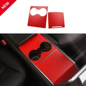 Para Tesla Model 3 Y 2020-2021 PVC duro rojo borde de panel de consola central 2 piezas - Imagen 1 de 9