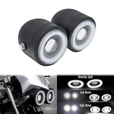 Universal Motorcycle Twin Hi/Lo  White Light Headlight Dual Lamp For Street F - Image 1 of 4