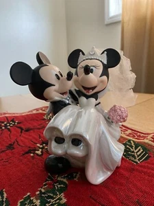 Minnie Mickey Mouse Braut Bräutigam Porzellan Hochzeit Figur Tortenaufsatz - Bild 1 von 9