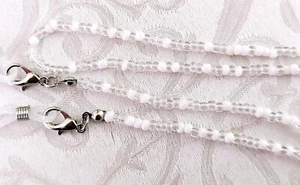 Brillenkette Brillenband Verstellbares Boho Perlenbrillenband Brillenhalter WEIß - Bild 1 von 6