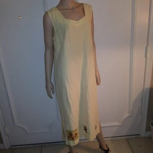 Julie Mango yellow linen blend maxi shift dress L - Picture 1 of 2