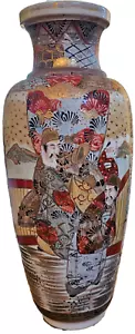 ANTIKE JAPANISCHE SATSUMA VASE AUS DER MEIJI-ZEIT - SIGNIERT - 15 1/2" VERZIERT -特別 - Bild 1 von 9
