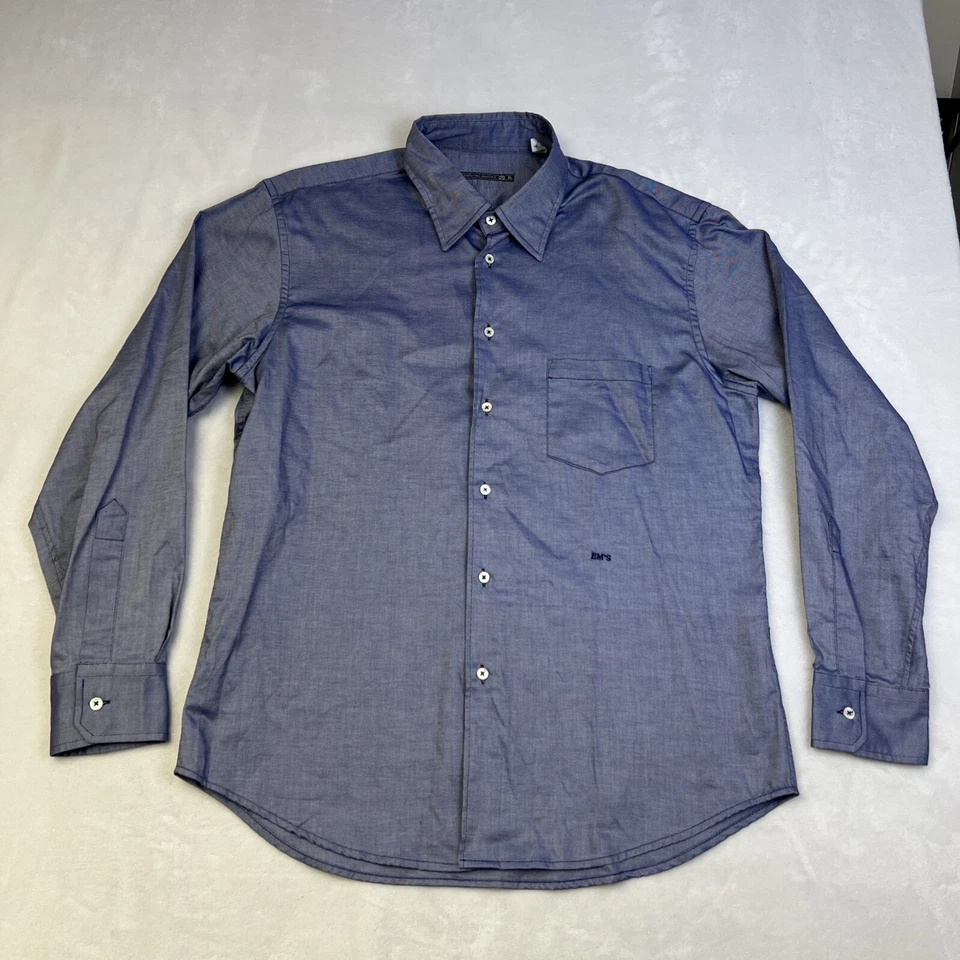 Camisa con botones de algodón italiano azul iridiscente EM's Of Mason para hombre talla XL Foto 1 de 4