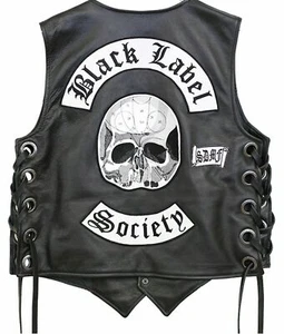 Zakk Wylde Black Label Society Biker Genuine Leather Vest Jacket BLS Patches - Picture 1 of 4