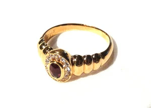 Bijou alliage doré bague fantaisie cristal rouge et strass occasion ring - Picture 1 of 2