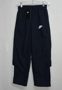 New Nike Navy Blue White Swoosh Gym Track Pants Boys Size Small 26x23 - Picture 1 of 9