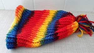 Unmarked Knit Colorful Striped Beanie Cap Hat Pom Pom  Pre-owned - Photo 1/6