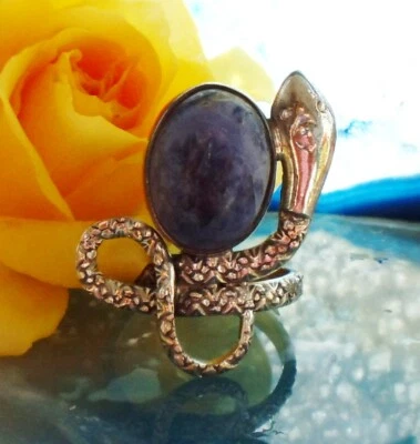 Ω Ring Schlange blauer Sodalith indianisches Horoskop Sterlingsilber 925 Gr 17,5 - Bild 1 von 4