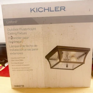 Kichler Linford Flush Mount Ceiling Exterior Light Olde Bronze Finish 11" x 11" - Picture 1 of 9
