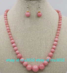 6-14mm Natural Pink Rhodochrosite Round Beads Gemstone Necklace Earrings 20" - Picture 1 of 12