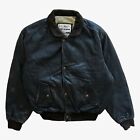 Vintage 90s Men's Chevignon Classic Black Leather Bomber Jacket Retro Workwear