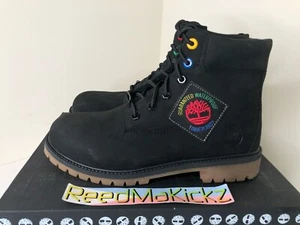 Timberland 6 inch Premium Boots Black Patch GS Kids Youth Junior TB0A2A75 001 - Picture 1 of 7