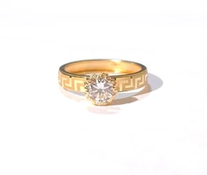 Anello ORO GIALLO Solitario con Greca Versace e Zircone ORO 18 KT 750% List 245€ - Imagen 1 de 5