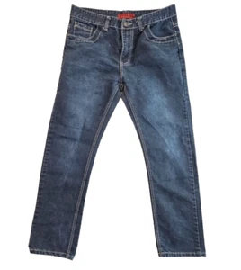 True Rock Jeans Men's 36x30 Straight Leg Dark Wash 7 Pockets Contrast Stitch EUC - Picture 1 of 17