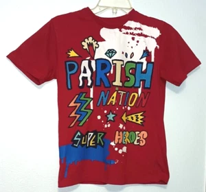 Parish Nation Red Graphic Super Hero T-shirt Size M Street Wear10-12 - Picture 1 of 9