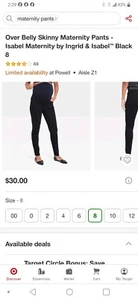 Isabel Maternity Skinny Jeans Women Size 4 Black Denim Over The Belly Pants - Picture 1 of 4