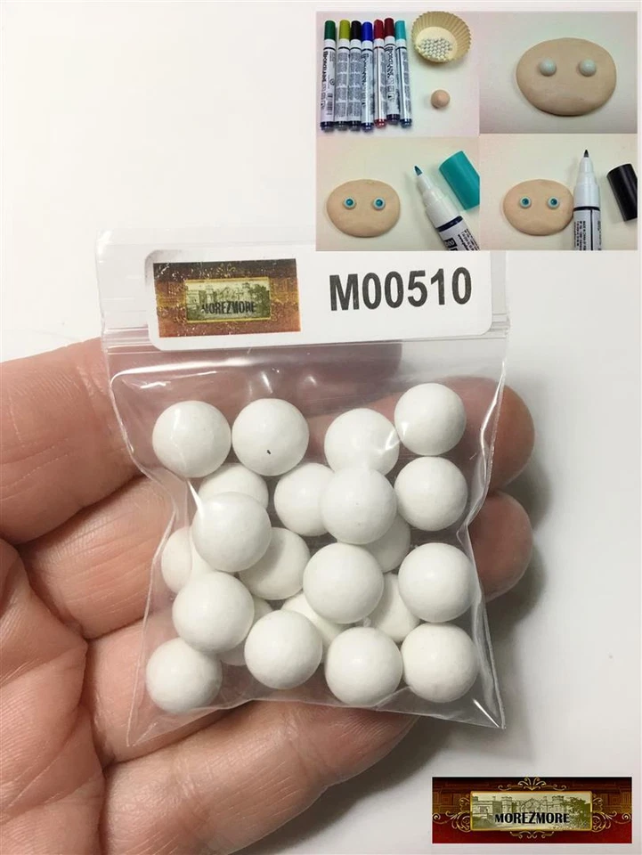 M00510 MOREZMORE Ojos Bolas de Porcelana 10mm Bolas Blancas Globos de Ojos Muñeca Títere Foto 1 de 1