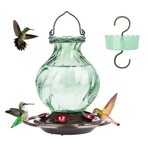 Green Hummingbird Feeder with Ant Moat 26 Ounces Rustproof Fade Proof Design - Picture 1 of 8