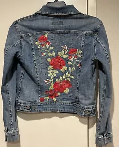 Giacca camionista jeans denim donna Levi’s classica vintage M motivo floreale beaut - Foto 1 di 17