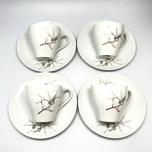 Mikasa Cup Saucer 4 Set Tanya Gray Gold Florals White Japan Porcelain 5847 - Picture 1 of 12