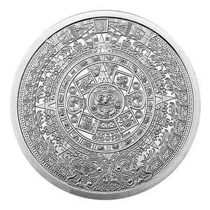 Calendario azteca redondo de plata de 5 oz - Imagen 1 de 2