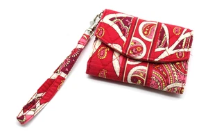 Vera Bradley Tri-Fold Wallter - ROSY POSIE - Red/Pink/Beige/Purple - Picture 1 of 2