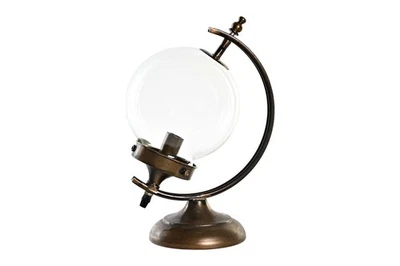 LAMPADA MAPPAMONDO DA TAVOLO SCRIVANIA COMODINO  CRISTALLO OTTONE BRONZATO - Immagine 1 di 4