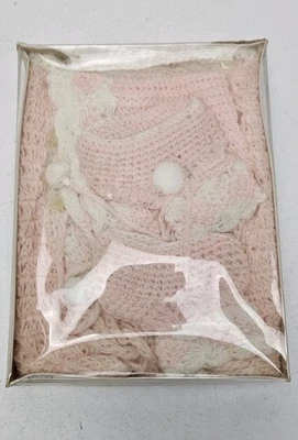 Vtg 1960s Cutler Cuvver Ups  Baby Sweater Booties Set New In Box Pink - Image 1 of 4