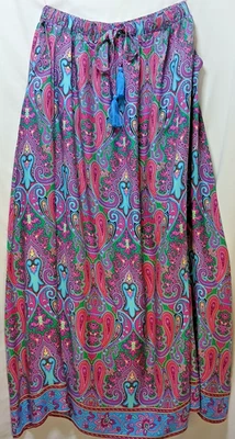 Maxi Falda Blanca Abedul Para Mujer M Paisley Estampado Boho Cordón Cintura Rayón Nueva Sin Etiquetas Foto 1 de 4