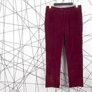 Hackett Men's Velvet Corduroy Burgundy Modern Classic ESSEX Trousers Pants 33 49 - Picture 1 of 16