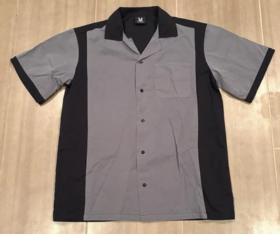 Camisa de Bowling Hilton Vintage Gris Negro Botón The Bowling Stones Para Hombre’s M Foto 1 de 4