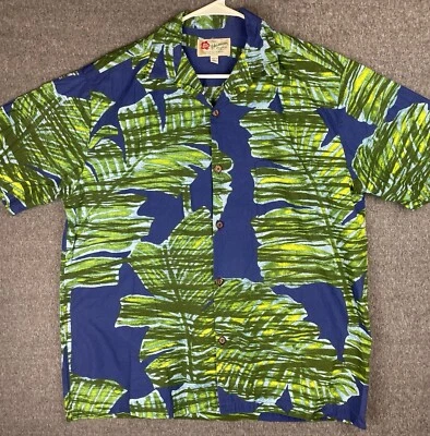 Hilo Hattie The Hawaiian Original Shirt Mens L Tropical Leaves Short Sleeve - Image 1 of 4