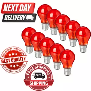 Beste Fireglow Glühbirnen 60W Glühlampen | großer Bajonettverschluss | 10er Pack ROT - Bild 1 von 2
