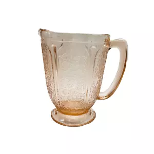 Jarra vintage de cristal Jeanette Depression de los años 30 con flor de cerezo - Imagen 1 de 7