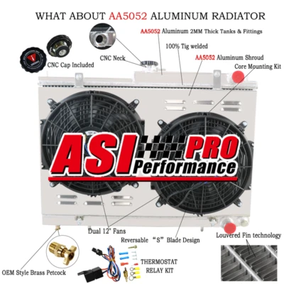 3ROW Radiator+Shroud Fan+Relay For Nissan Skyline R33 R34 GTR GTST RB25DET MT - image 1 of 4