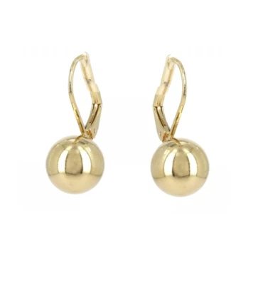 Pendientes con Cierre de Gancho Grandes Bolas 14MM Chapado Oro Joyas Mujer - Imagen 1 de 2