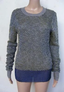 Alexander Wang Pullover L Vintage Kettenhemd Metallic Blau Wolle Struktur Strick Shirt - Bild 1 von 8