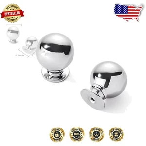 10 Pack Polished Chrome Heavy-Duty Cabinet Knobs - Vintage Ball Design - Picture 1 of 3