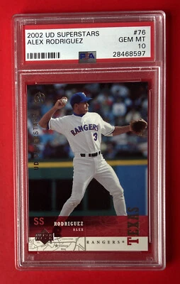Tarjeta clasificada PSA 10 ALEX RODRIGUEZ 2002 Upper Deck SuperStars #76 Texas Rangers Foto 1 de 3