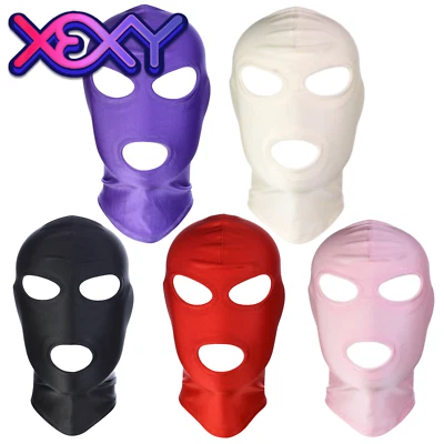 Unisex Full Face Open Eye & Mouth Mask Blindfold Spandex Cosplay Costume Hood - Image 1 of 4