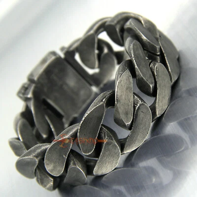 Colar masculino retrô pesado corrente freio cubano elos pulseira de aço inoxidável Gunmetal - Imagem 1 de 4