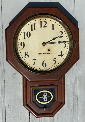 ANTIQUE SETH THOMAS TIME PIECE WALL REGULATOR CLOCK 8-DAY, KEY-WIND PARTS REPAIR Cover