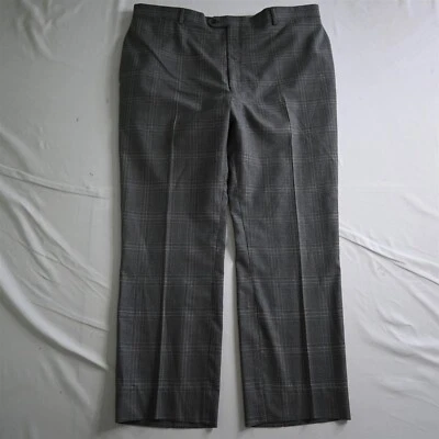 Pantalones de vestir Hart Schaffner Marx 40x30 marrón gris cuadros Glenn hechos en EE. UU. lana para hombre Foto 1 de 4