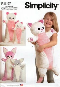 Simplicity R11197 Kitty & Chihuahua Body Pillows in 2 Lengths UC Pattern S9362 - Picture 1 of 4