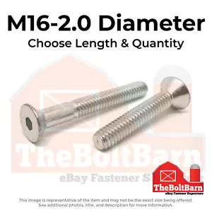 Tornillos de tapa de enchufe de cabeza plana M16-2.0 de acero inoxidable A2-70 (elige longitud y cantidad) - Imagen 1 de 9