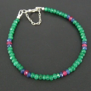 BAILYSBEADS edles Smaragde Rubine Saphire & Armband Armkettechen behandelt D51 - Bild 1 von 1