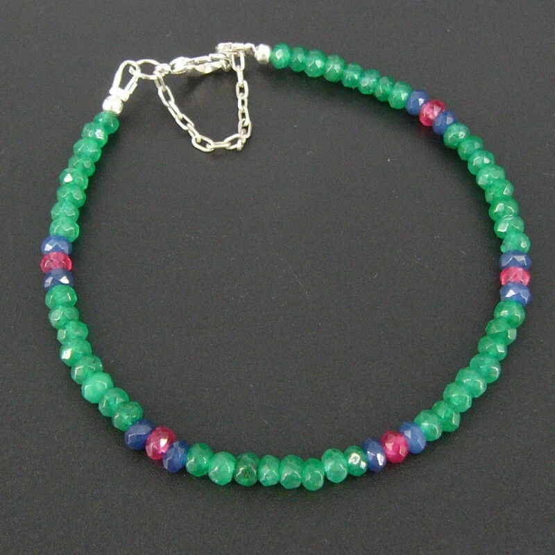 BAILYSBEADS edles Smaragde Rubine Saphire & Armband Armkettechen behandelt D51 - Bild 1 von 1