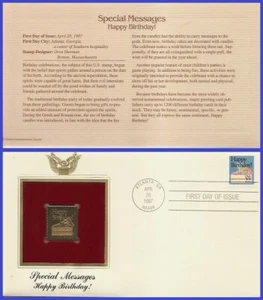 USA8 #2272 RÉPLICA DORADA U/A FDC ¡Feliz cumpleaños! - Imagen 1 de 1